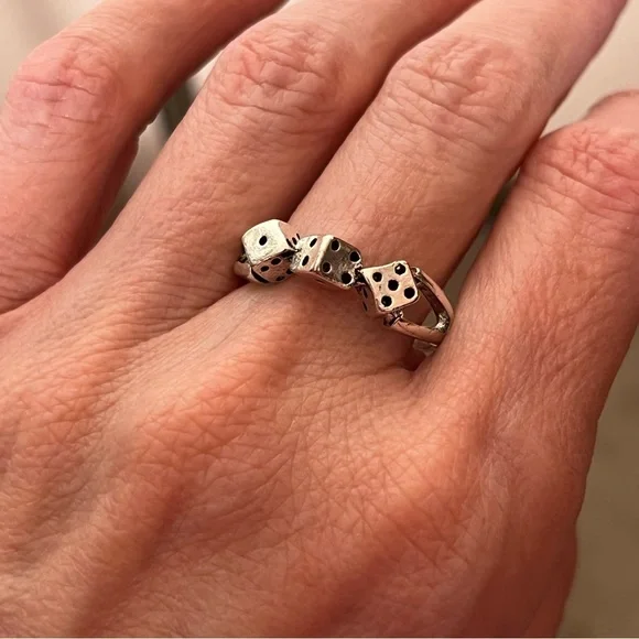 Vintage Retro Silver Dice Goth punk Disco Ring - Picture 14 of 16
